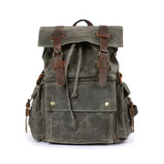 retro waxed canvas backpack, view 2 - MRSLM