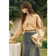 retro v neck long sleeve shirt for women, view 6 - MRSLM