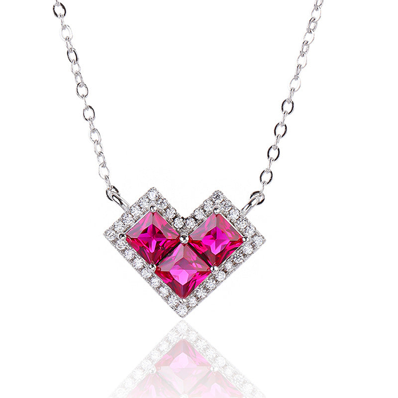 sterling silver heart pendant necklace, view 2 - MRSLM