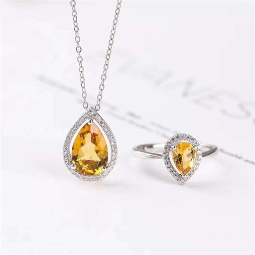 S925 yellow crystal pendant necklace - MRSLM