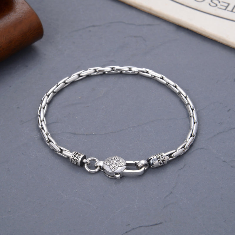 men's s925 silver bamboo bracelet, view 3 - MRSLM
