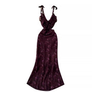 v-neck flounce halter chiffon dress, view 5 - MRSLM