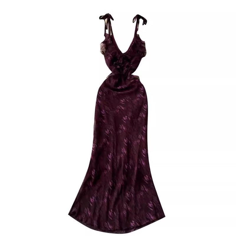 v-neck flounce halter chiffon dress, view 5 - MRSLM