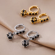 spherical black zircon dangle earrings, view 12 - MRSLM