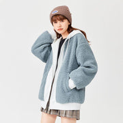 women's hooded lamb wool coat - MRSLM