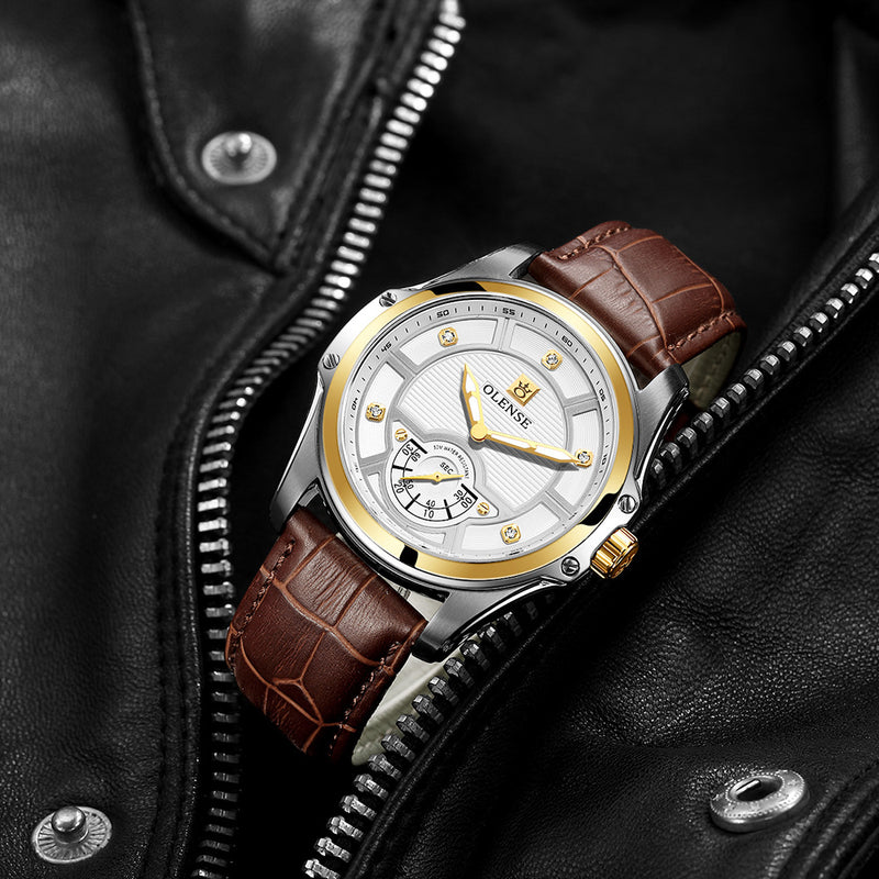men's business quartz watch sapphire leather, view 5 - MRSLM