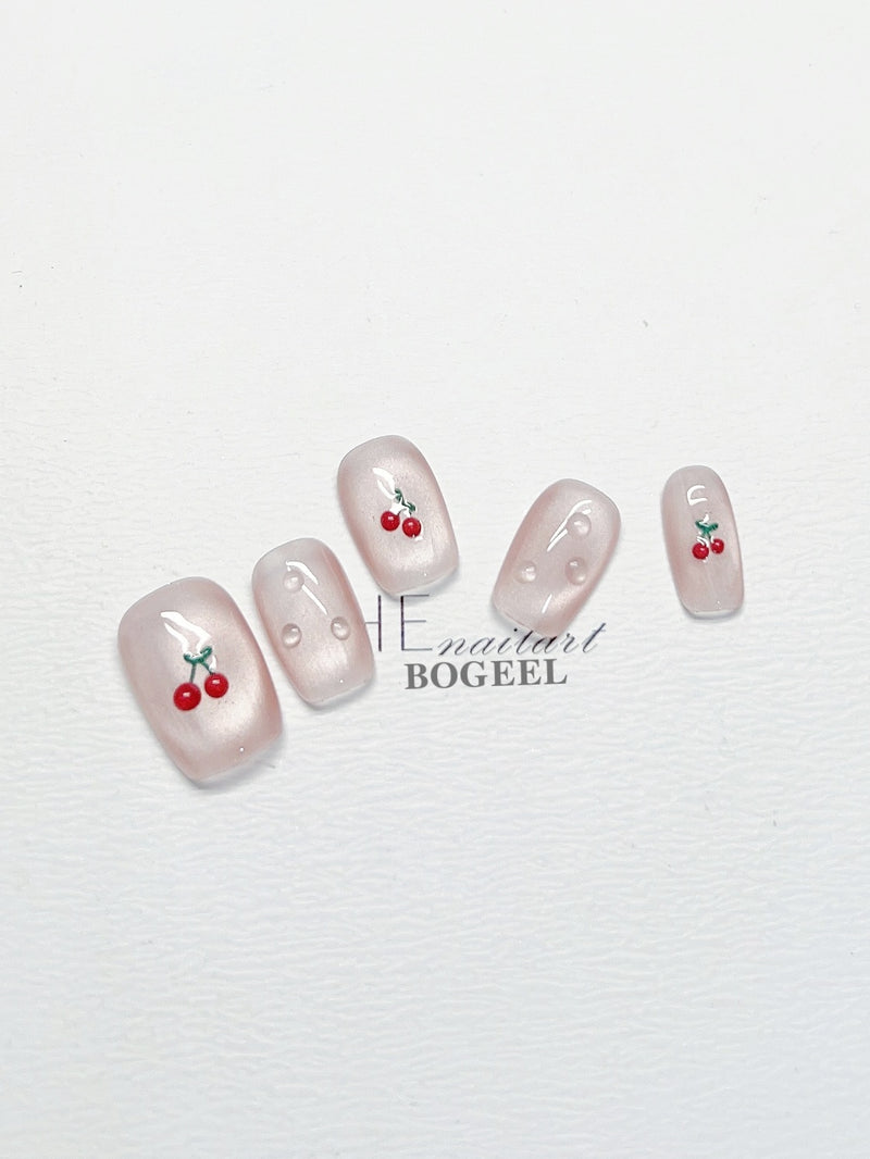 cherry press-on nails, view 2 - MRSLM