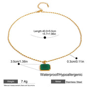 gold plated natural stone pendant necklace, view 2 - MRSLM