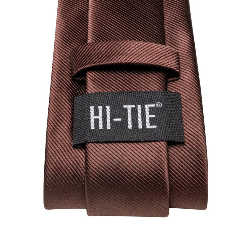 Coffee brown silk tie set, view 6 - MRSLM