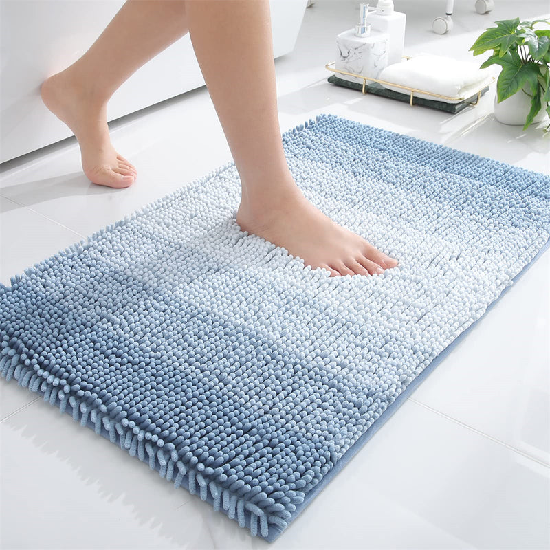 chenille striped bath mat, view 3 - MRSLM