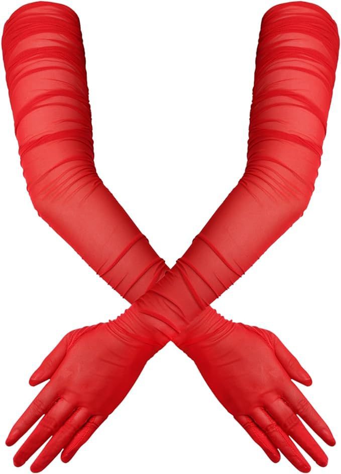 Women's long opera mesh gloves, view 7 - MRSLM