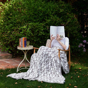 Checkerboard plaid knitted throw blanket, view 9 - MRSLM