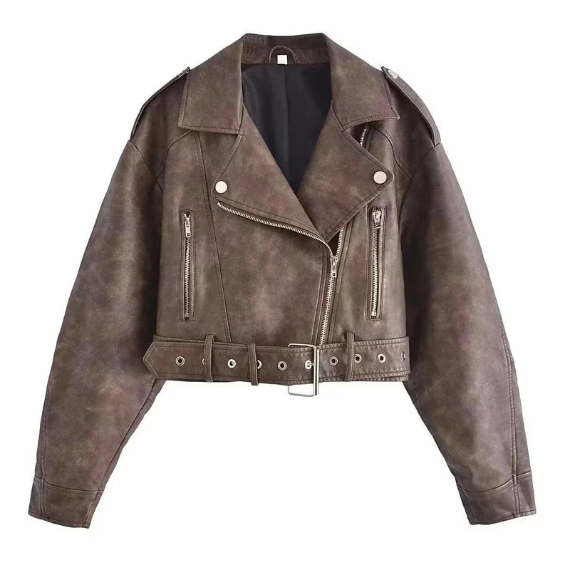 washed motorcycle jacket for women, view 7 - MRSLM