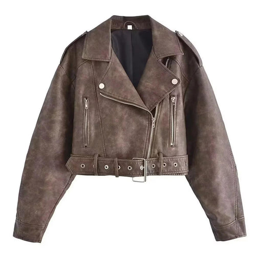 washed motorcycle jacket for women, view 7 - MRSLM