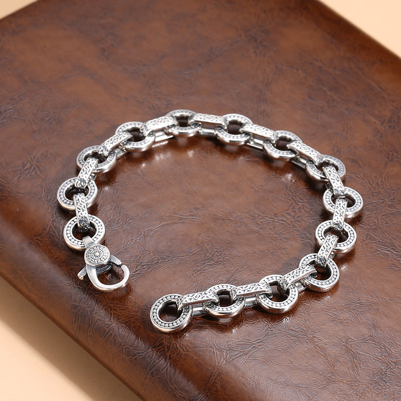 sterling silver antique ring buckle bracelet - MRSLM