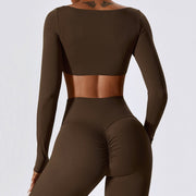 long sleeve crop top yoga shirt, view 27 - MRSLM