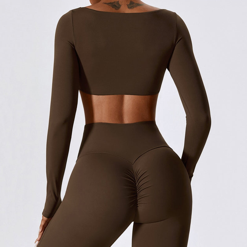 long sleeve crop top yoga shirt, view 27 - MRSLM