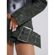 faux leather mini skirt, view 4 - MRSLM