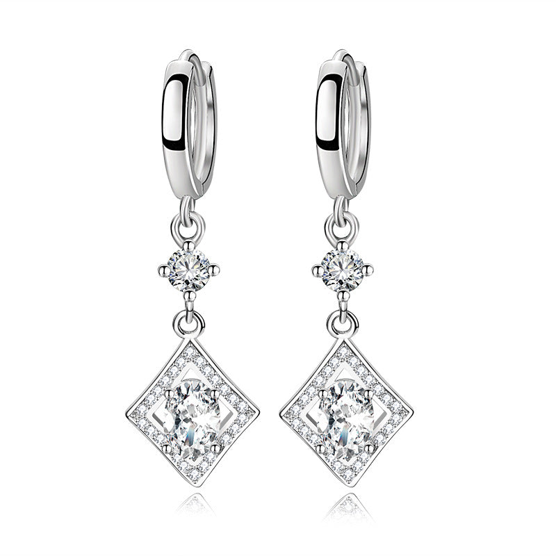 Stylish Sterling Silver Diamond Earrings