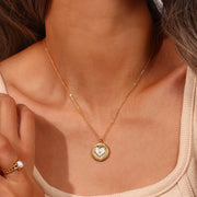 black and white enamel heart sunburst necklace, view 5 - MRSLM