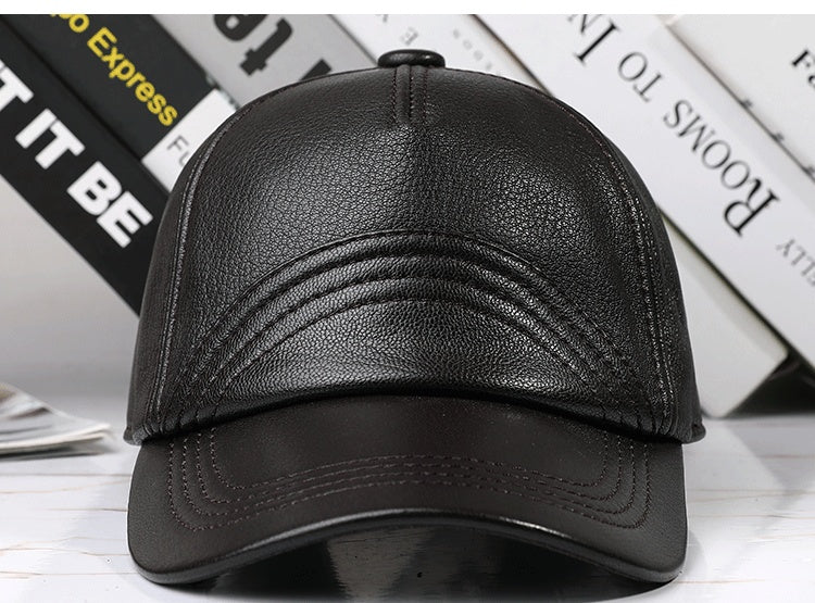 men's sheepskin leather baseball cap, view 8 - MRSLM