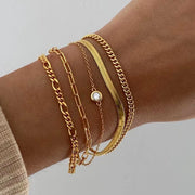 6-piece gold bracelet set, view 4 - MRSLM