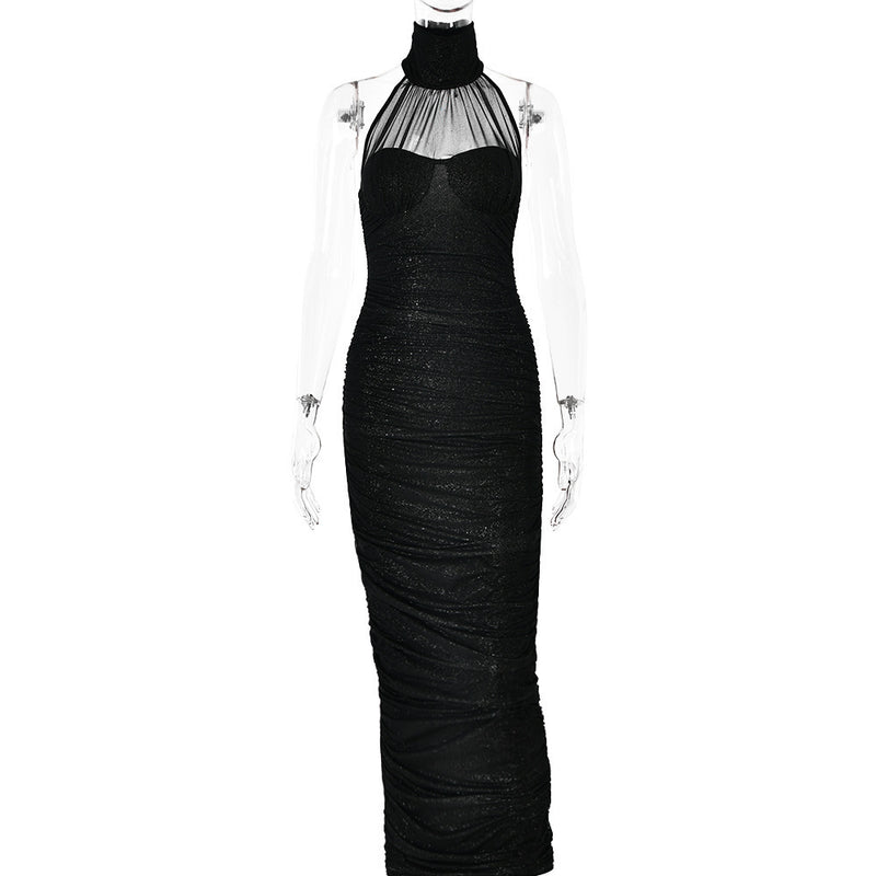backless hot silver tight dress, view 5 - MRSLM