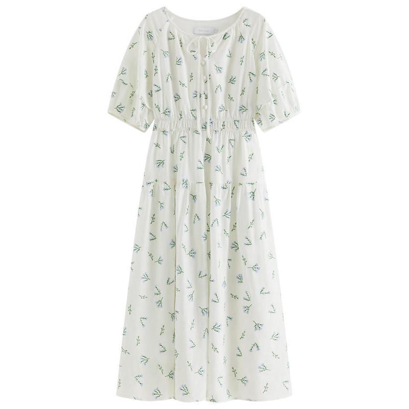 floral embroidery midi dress, view 7 - MRSLM