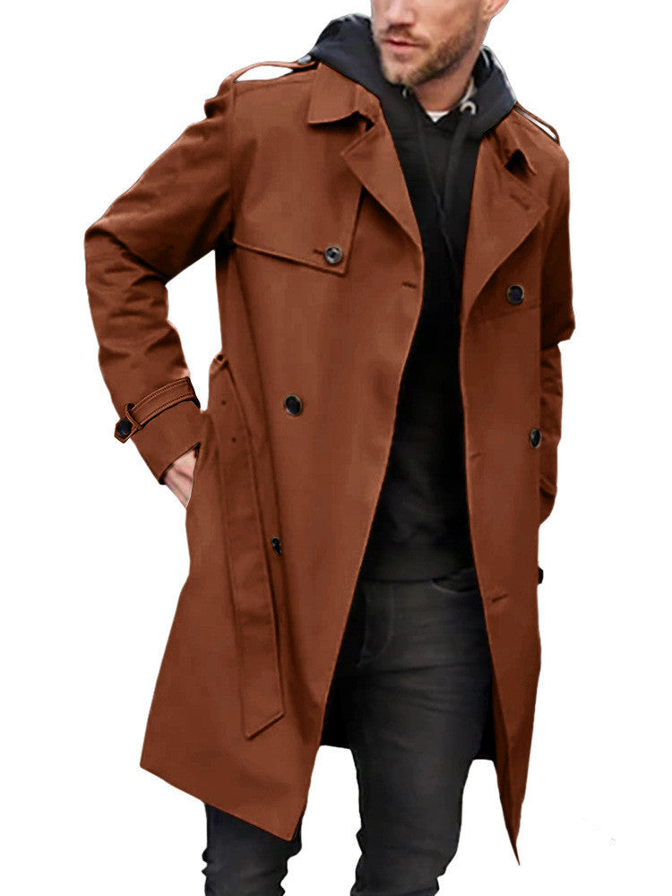 Men's slim double-breasted trench coat, view 2 - MRSLM