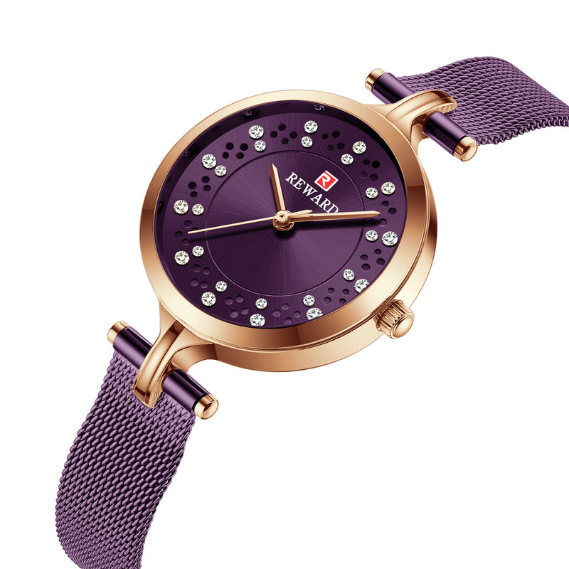 ladies rhinestone mesh strap quartz watch, view 6 - MRSLM
