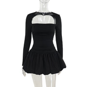 bubble hem long sleeve dress, view 6 - MRSLM