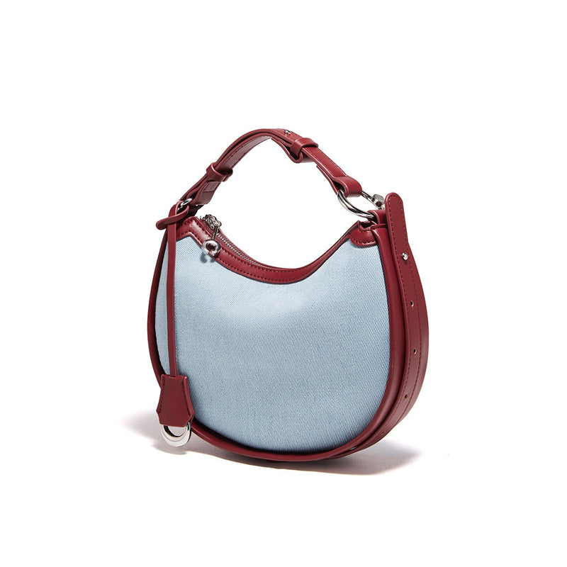 blue denim hobo bag, view 6 - MRSLM