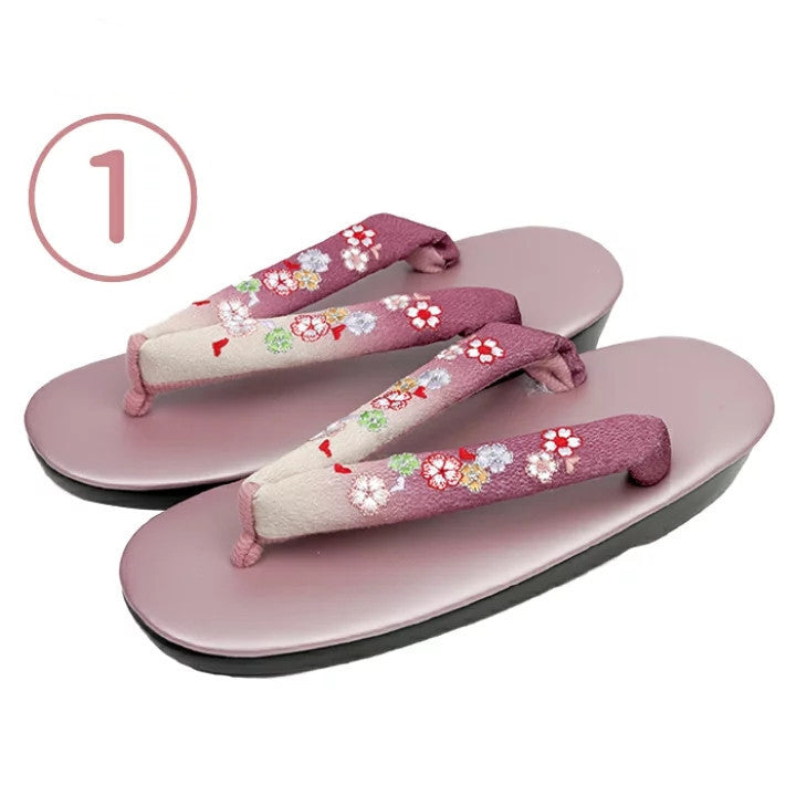 embroidered gradient flower flip-flops, view 2 - MRSLM