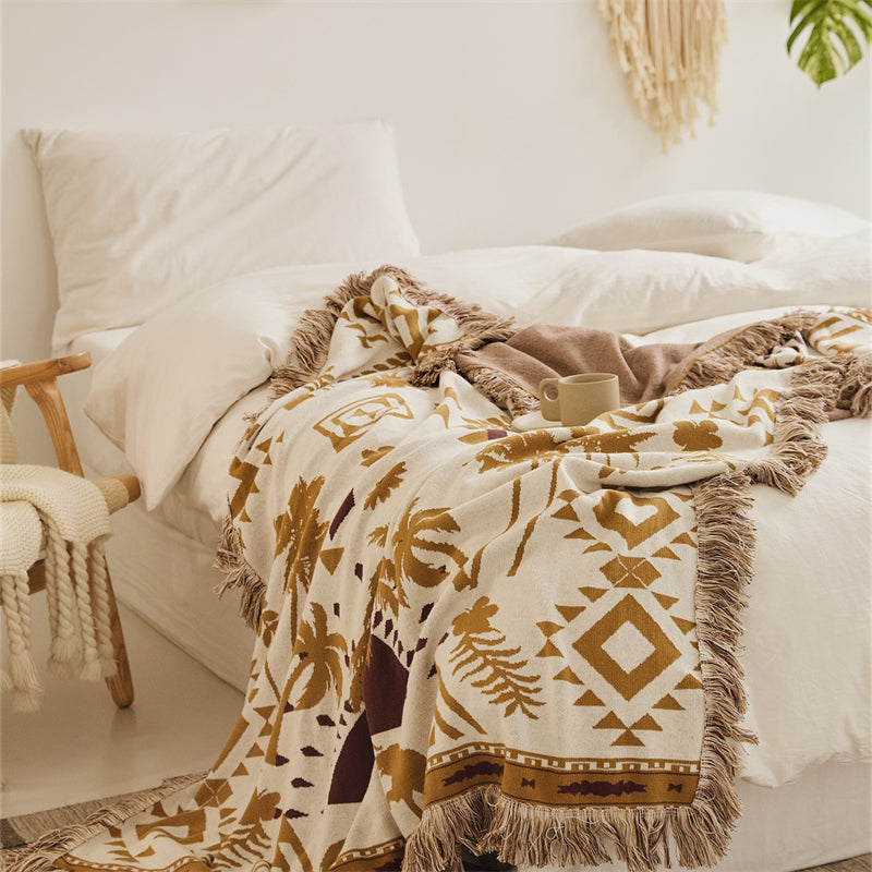 bohemian cotton knitted blanket, view 3 - MRSLM