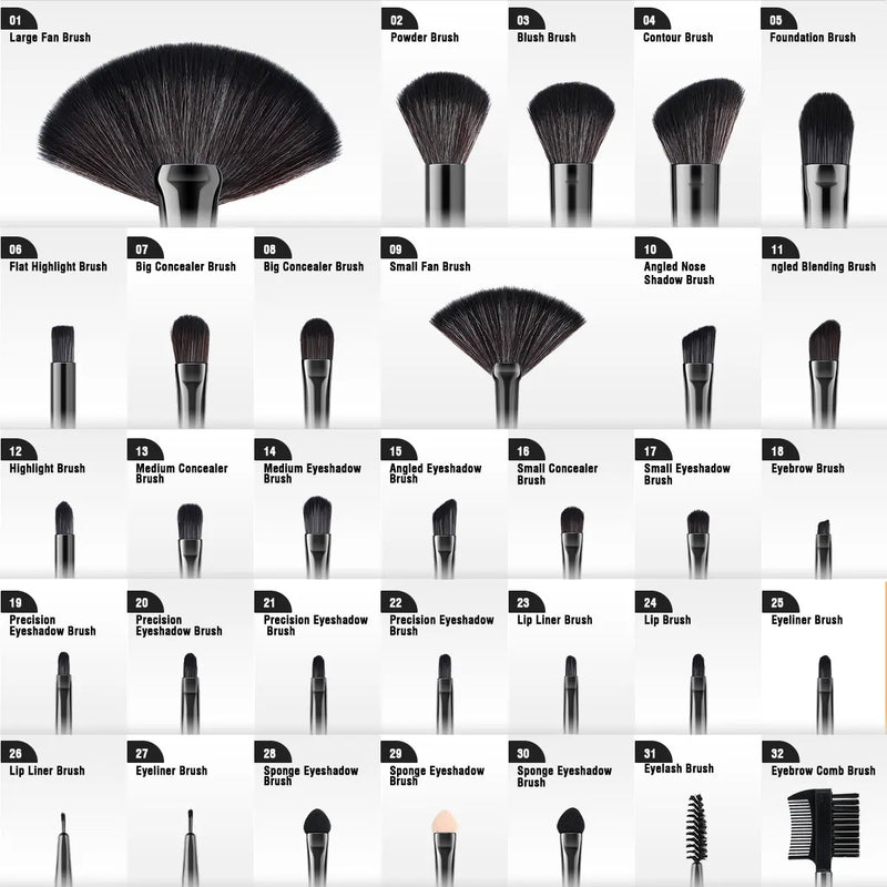 32-piece makeup brush set with case, view 11 - MRSLM