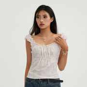 lace patchwork crop top, view 3 - MRSLM