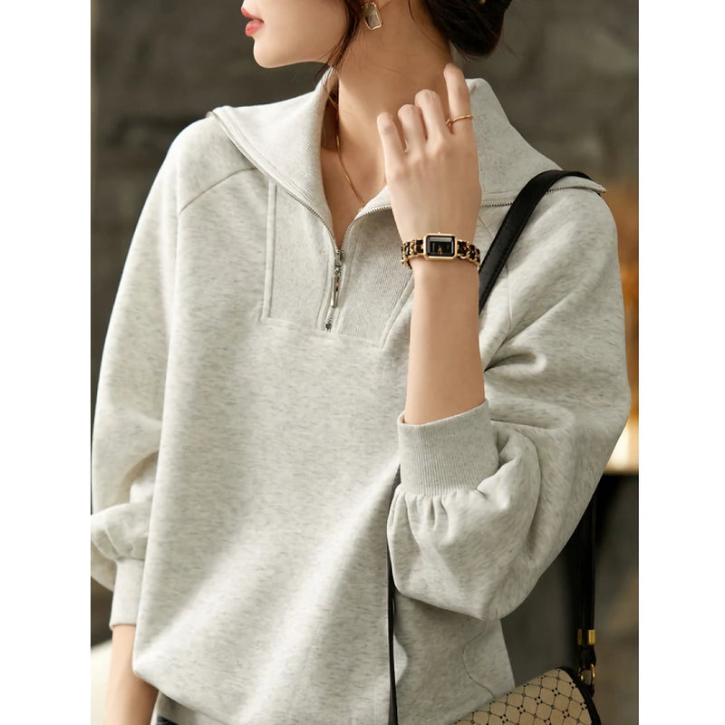 half zip up loose sweatshirt, view 4 - MRSLM