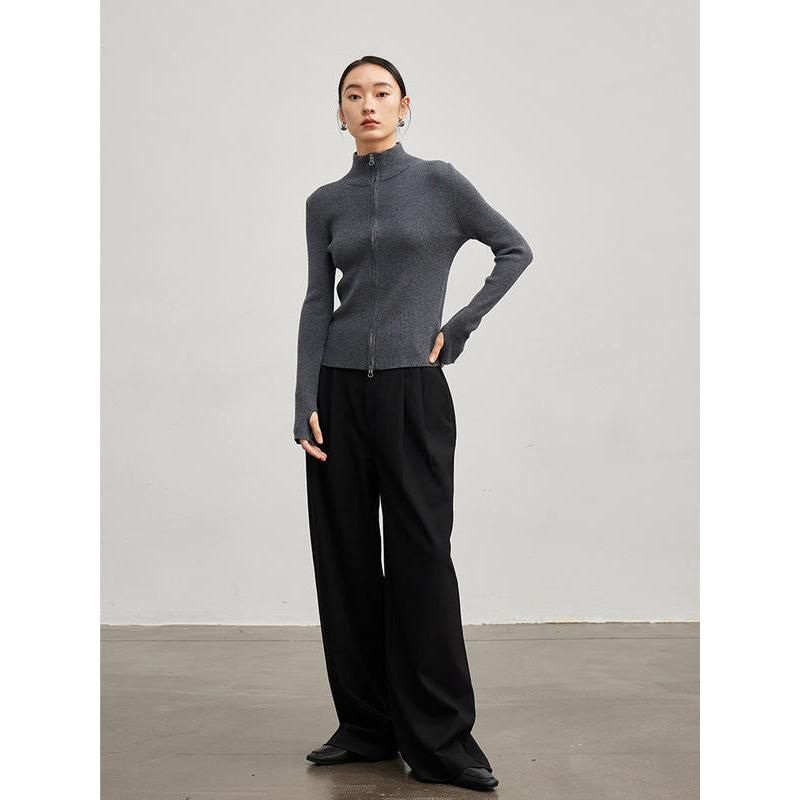 stand collar zip cardigan, view 9 - MRSLM