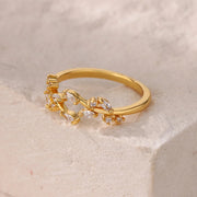 zircon leaf ring, view 3 - MRSLM