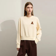women's bear applique pullover hoodie, view 10 - MRSLM