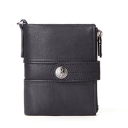 retro cowhide zipper wallet, view 2 - MRSLM