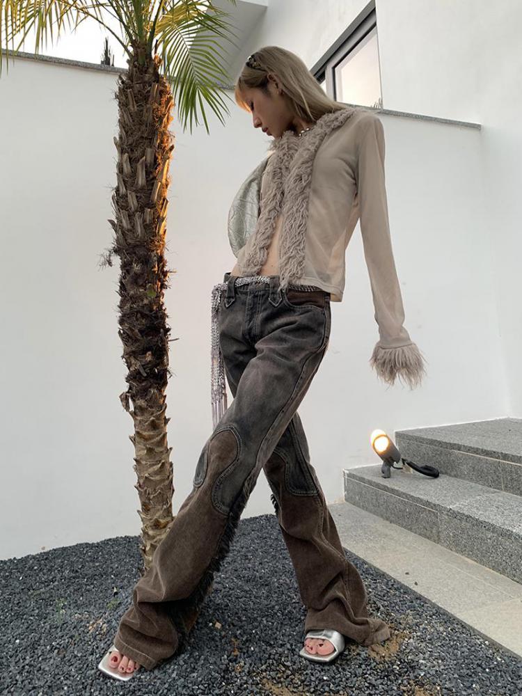 vintage patchwork denim pants, view 2 - MRSLM
