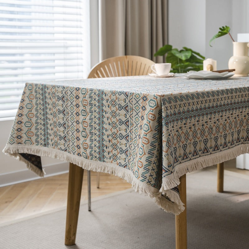 geometric jacquard bohemian tablecloth, view 5 - MRSLM