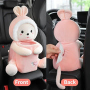 Plush car organizer with tissue box and trash bin, view 6 - MRSLM