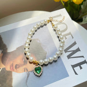 pearl and crystal pet collar with scarf, view 15 - MRSLM