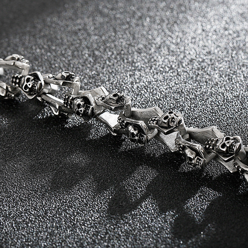 blackened steel skeleton bracelet, view 5 - MRSLM