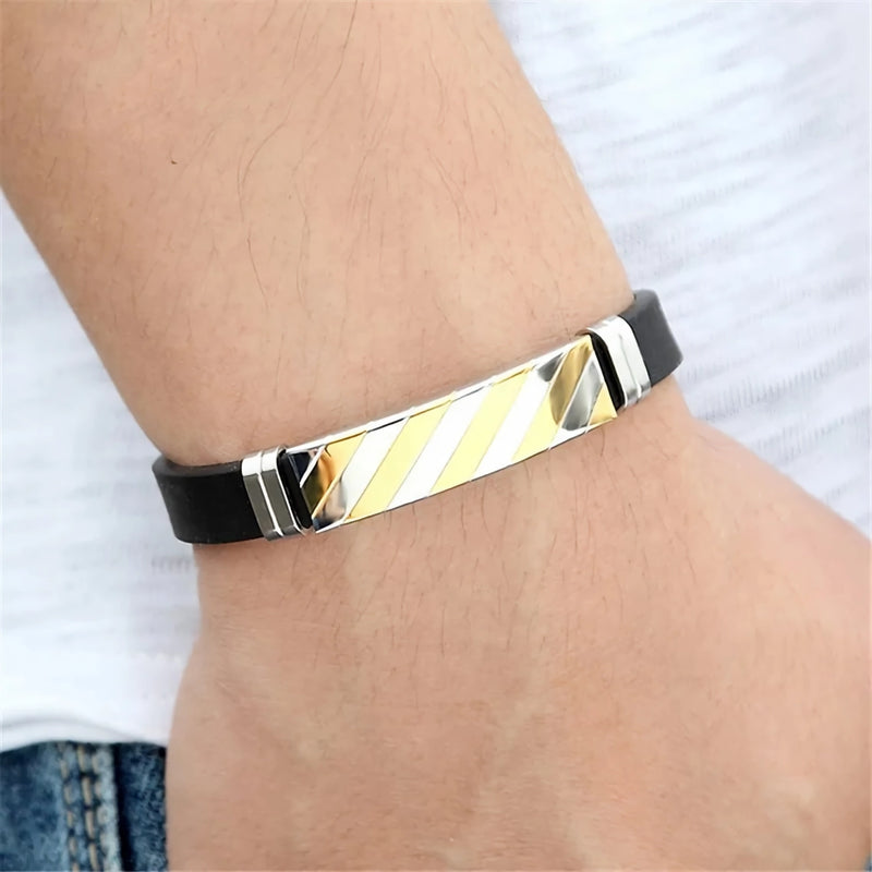 geometric stripe cuff bracelet, view 7 - MRSLM