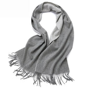double-sided wool houndstooth scarf, view 4 - MRSLM