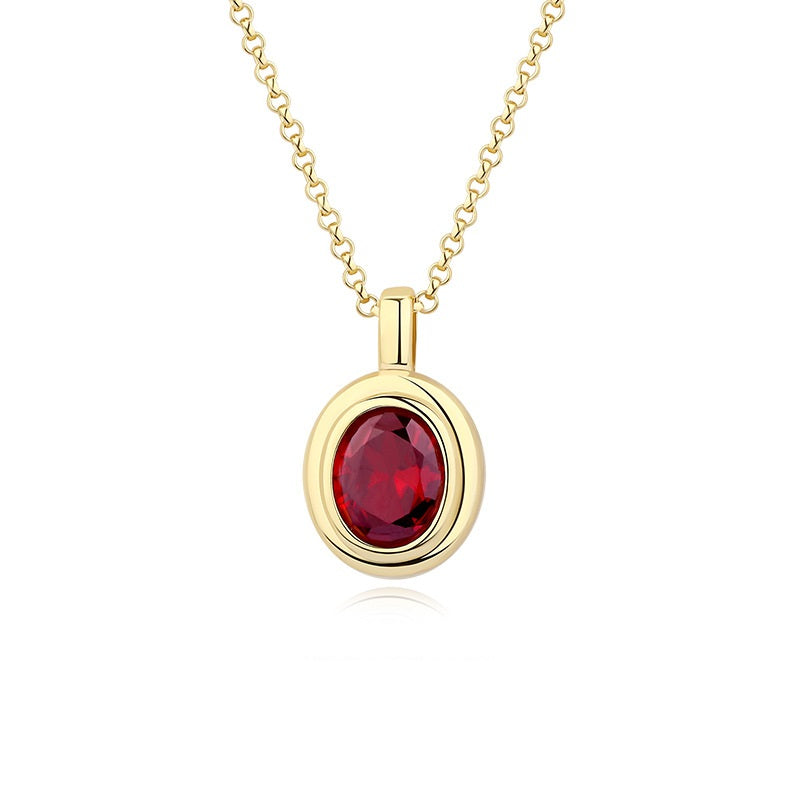 retro silver gem pendant necklace, view 5 - MRSLM