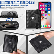 slim carbon leather RFID wallet, view 7 - MRSLM